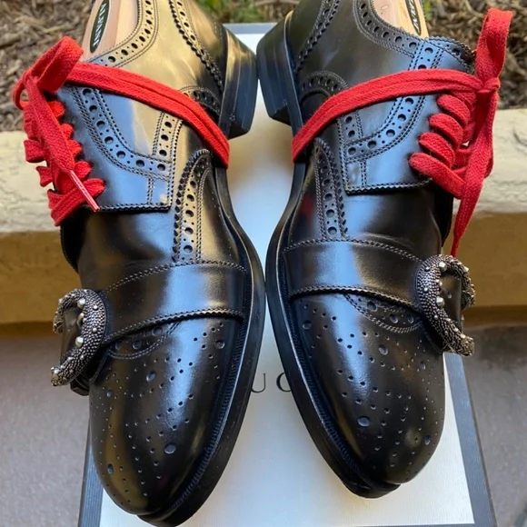 GUCCI QUEERCORE Medallion Wingtip Oxford Brogues496266 G9.5=US10